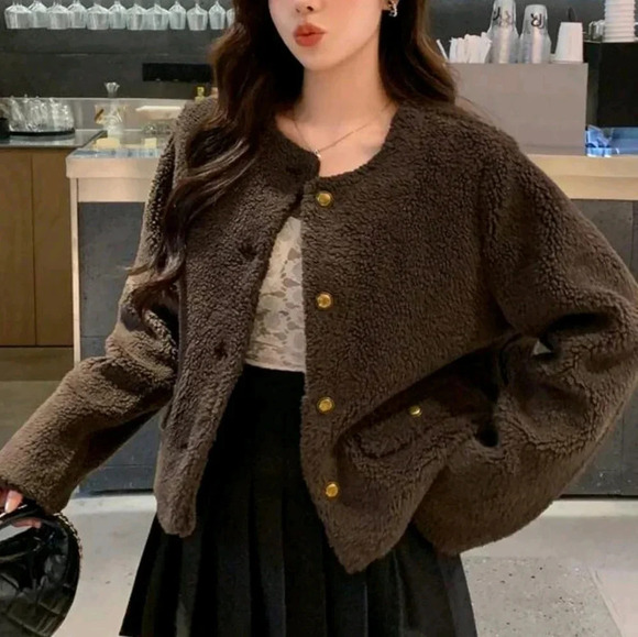 Solid Color Short Thick Regular Winter Jacket - Picture 4 of 8